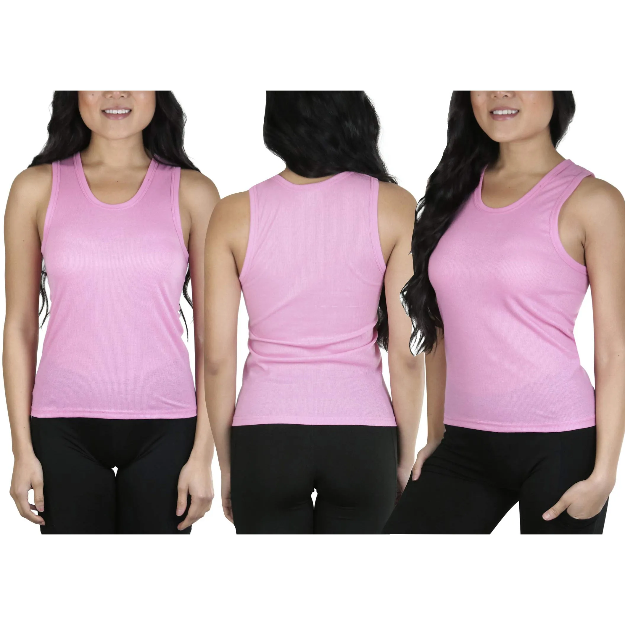 6-Pack: ToBeInStyle Women's Junior 100% Cotton Ribbed Crop Lightweight Tank Tops