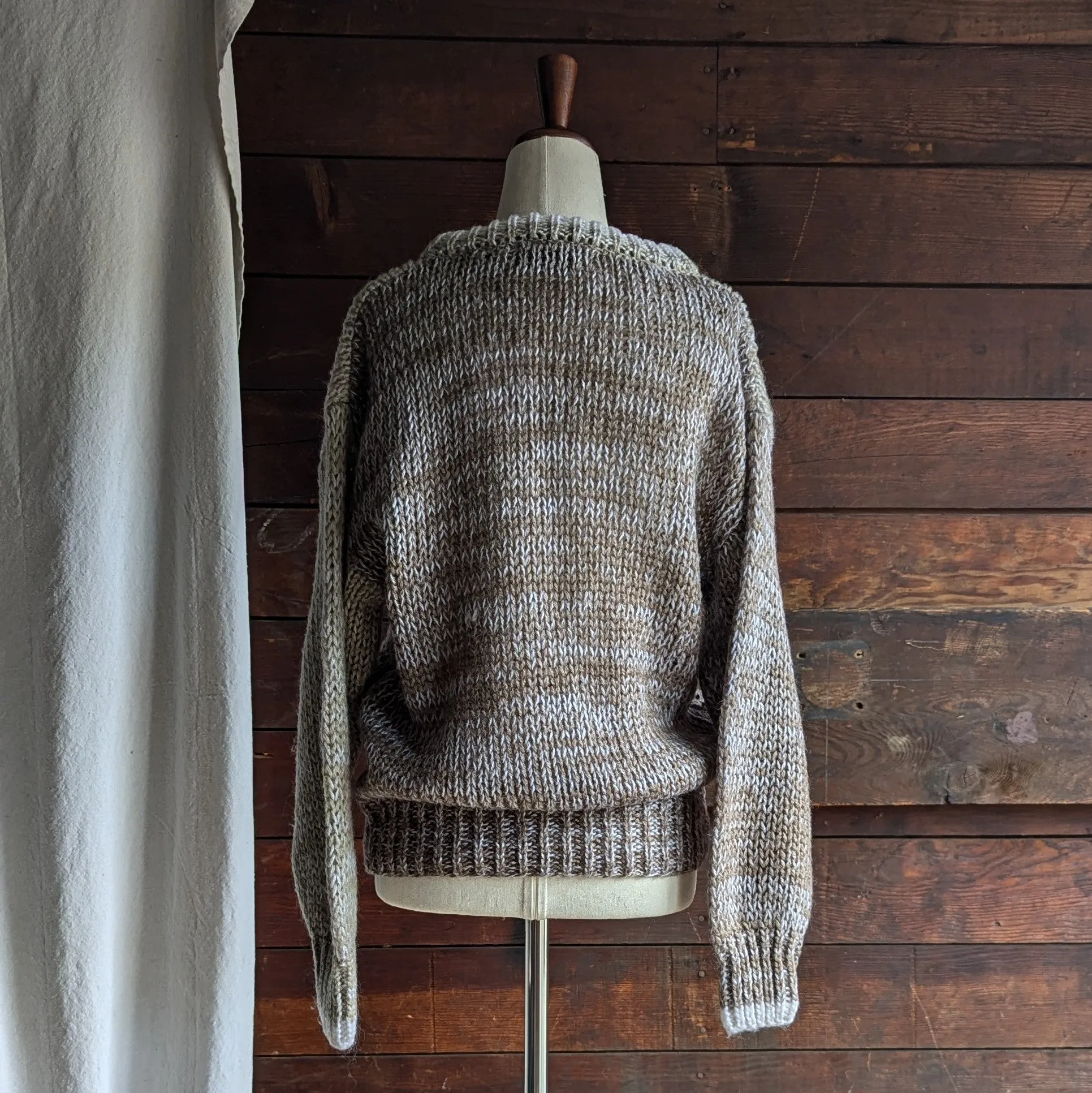 80s Vintage Chunky Coffee-and-Cream Acrylic Sweater