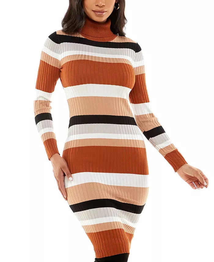 Almost Famous Juniors' Striped Mock-Neck Midi Dress