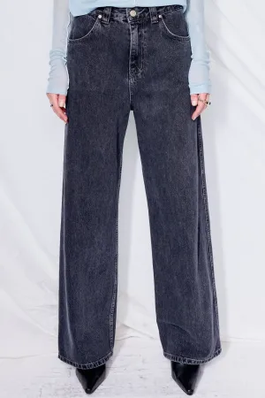 Black Denim Wide Pants