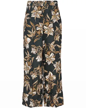 Black Structured Florals Trouser