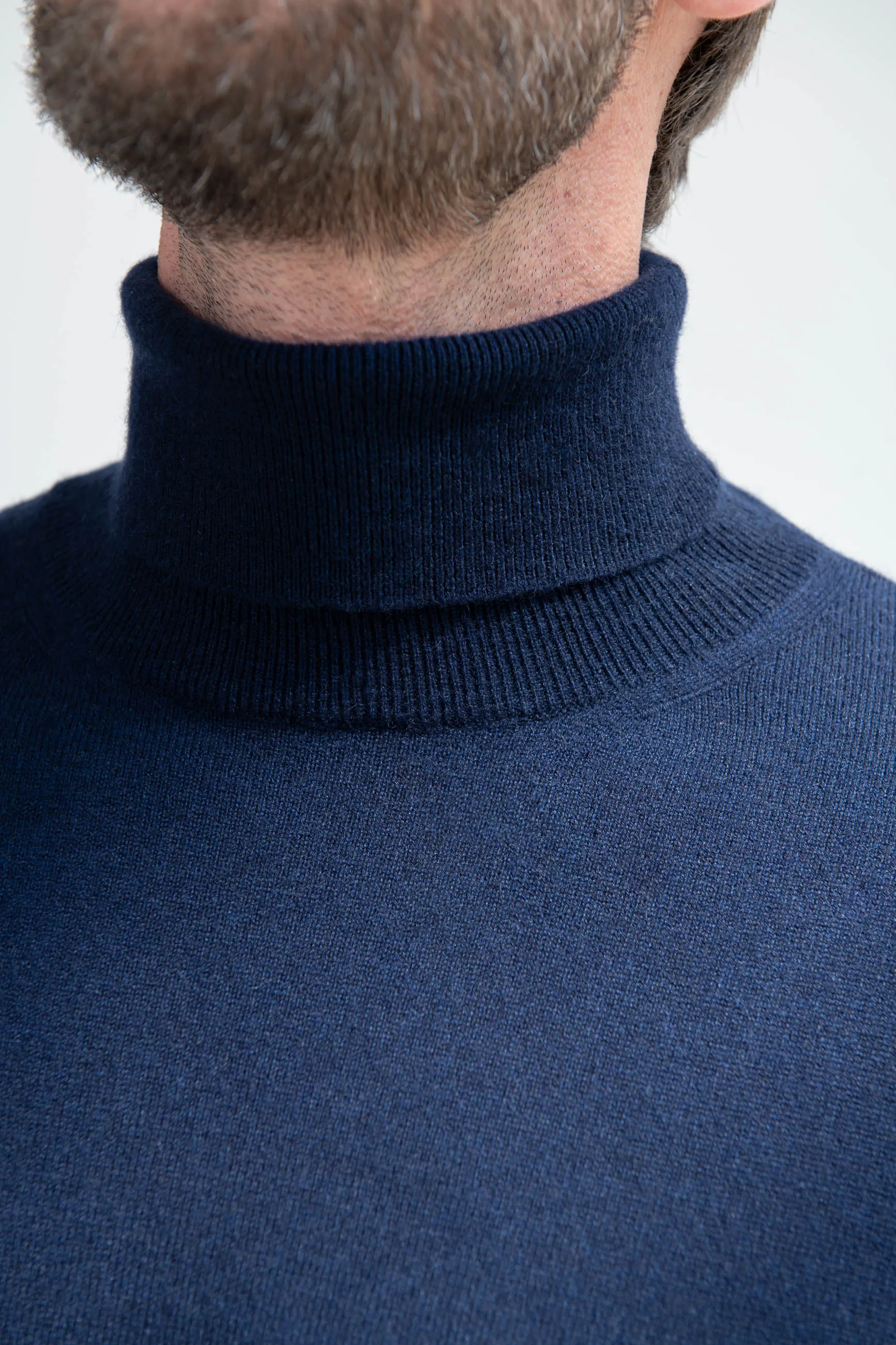 Blue cashmere turtleneck – Made in italy