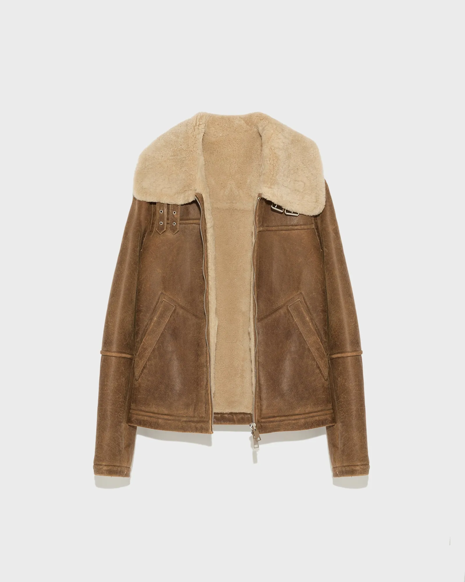 Bomber jacket in merino shearling