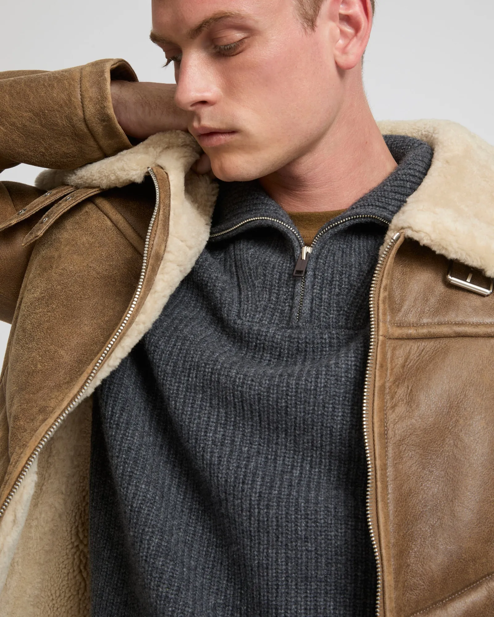 Bomber jacket in merino shearling