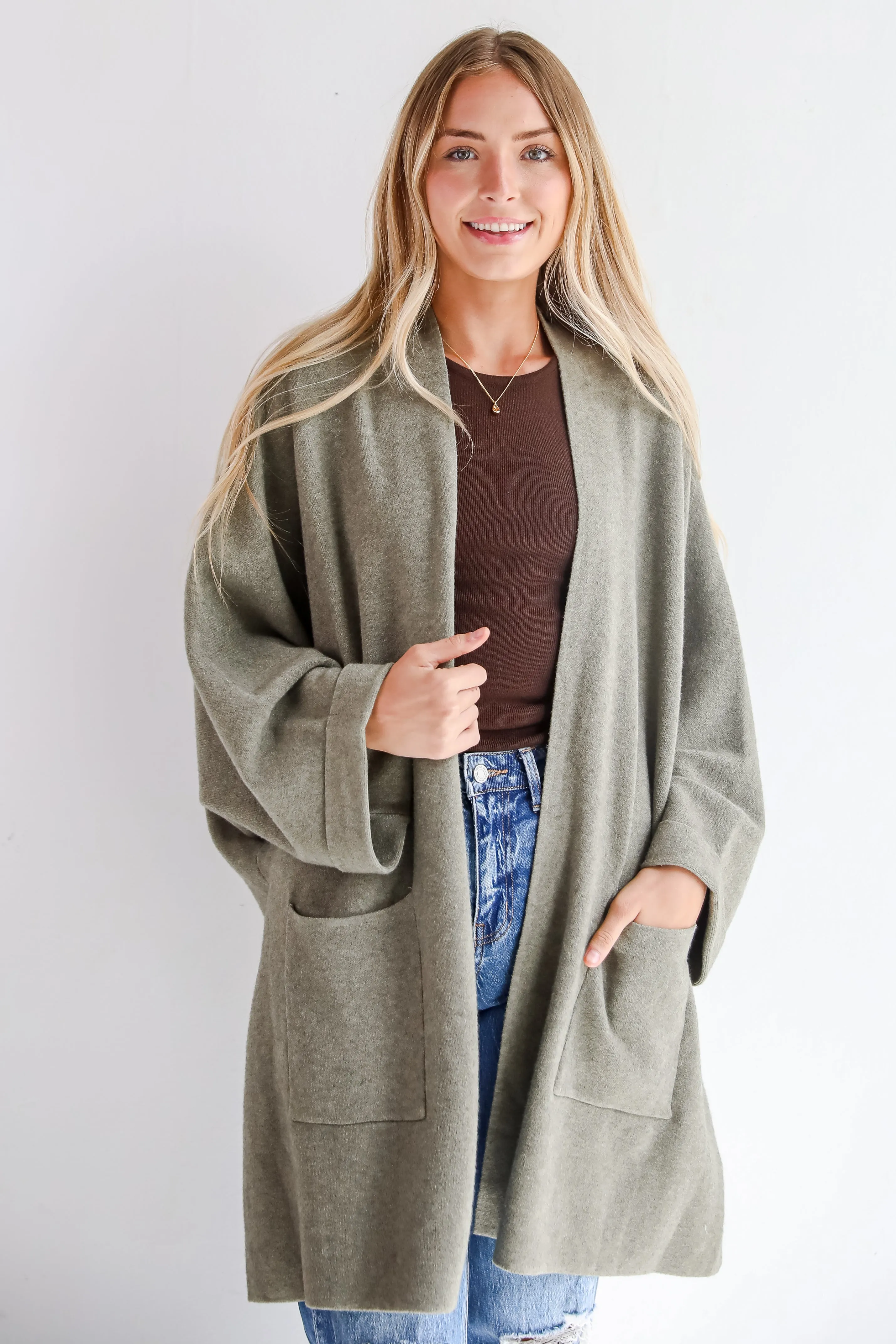 Cabin Cuteness Olive Oversized Cardigan