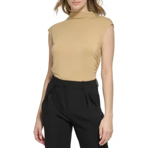 Calvin Klein Womens Mock Neck Cap Sleeve Pullover Top