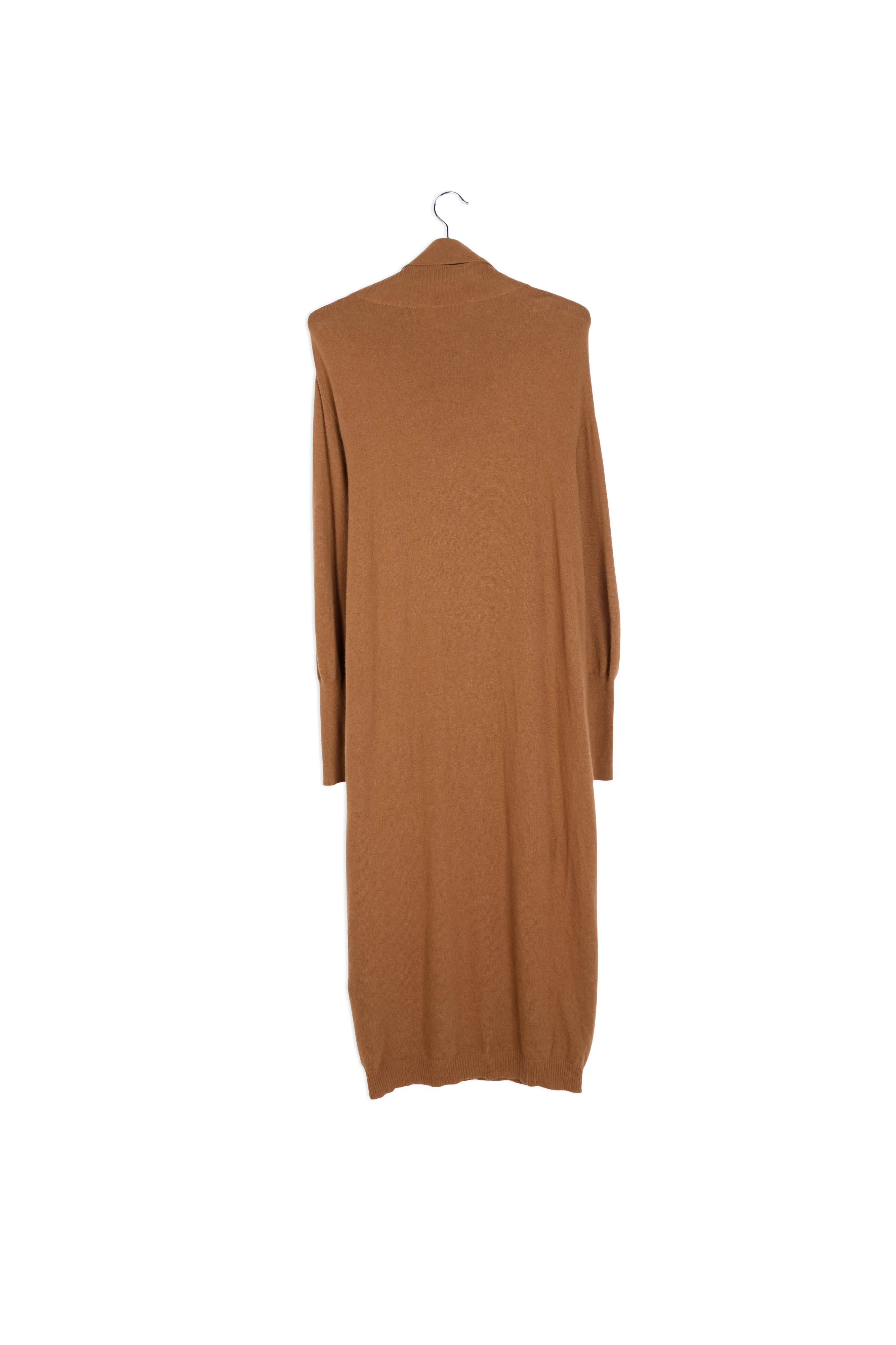 Camel midi-length merino wool blend knit dress