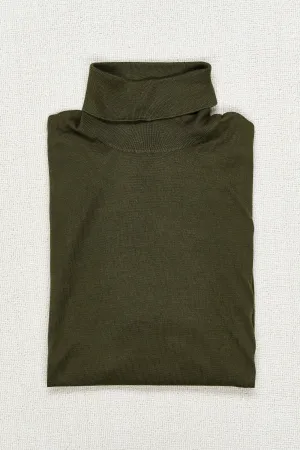 Caruso MA35 Olive Cashmere/Silk Turtle Neck Sweater