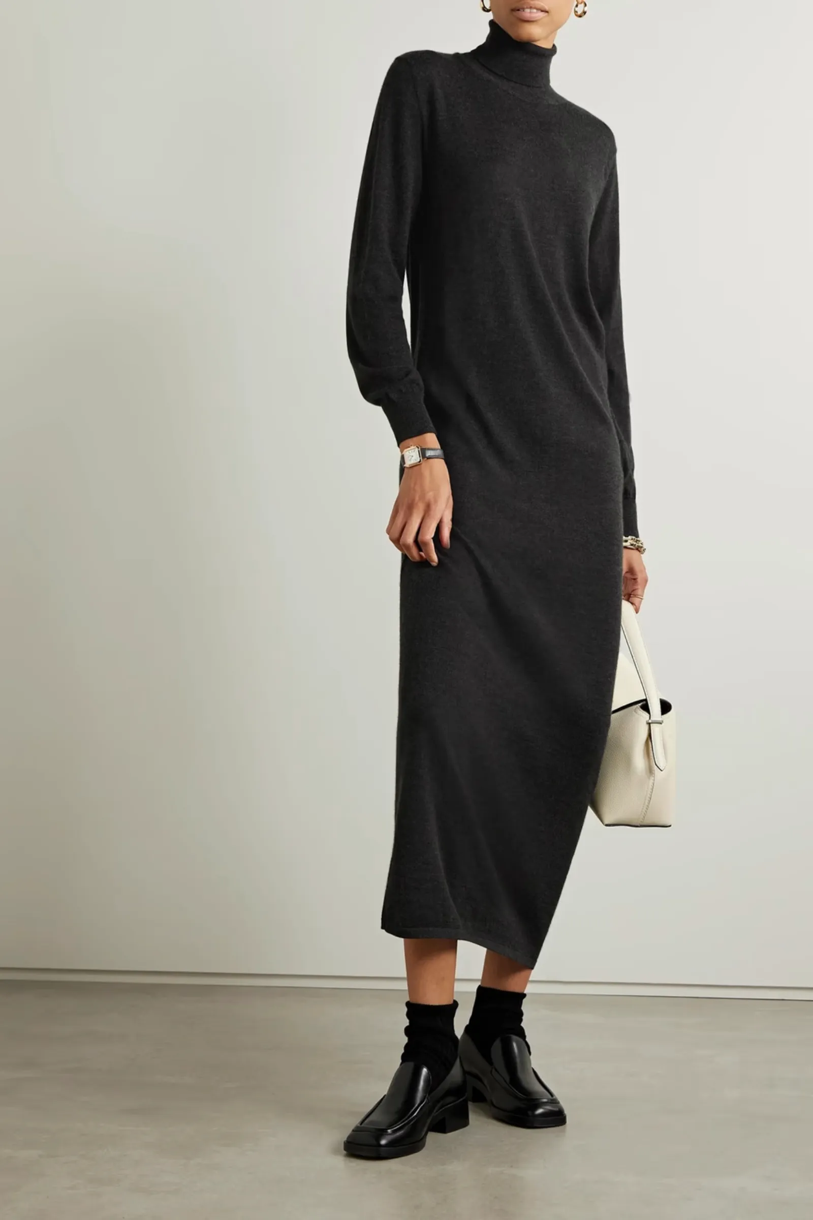 Cashmere and Silk-blend Turtleneck Midi Dress