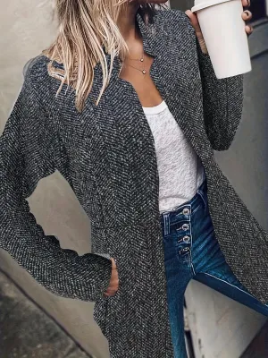 Casual Longline Open Front Pocket Blazer