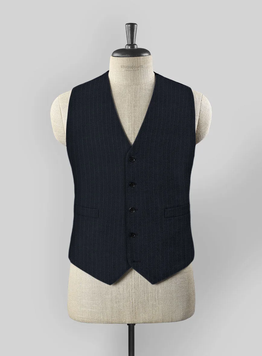 Chalkstripe Blue Wool Waist Coat