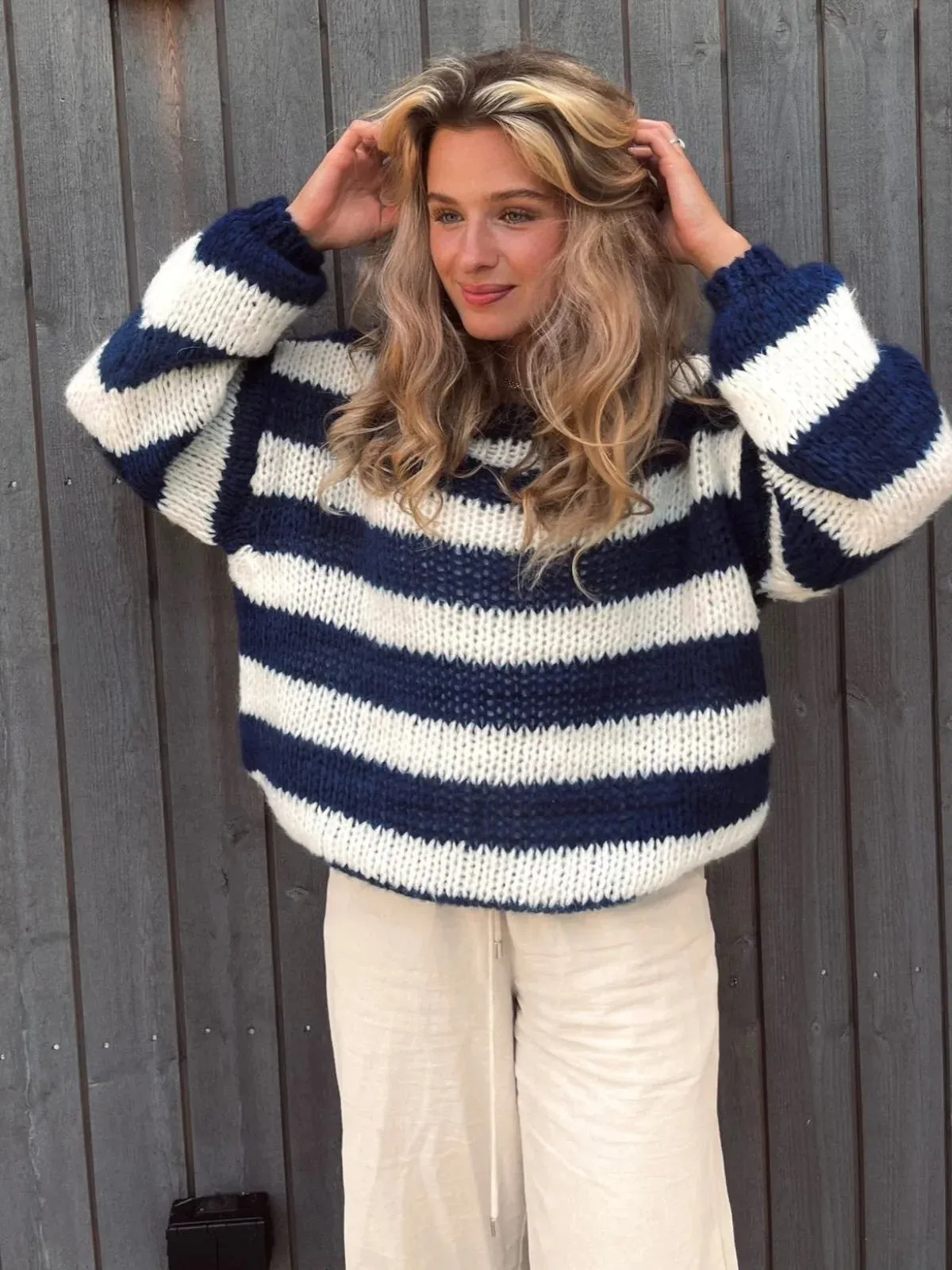 Chunky Striped Oversized Knit Sweater