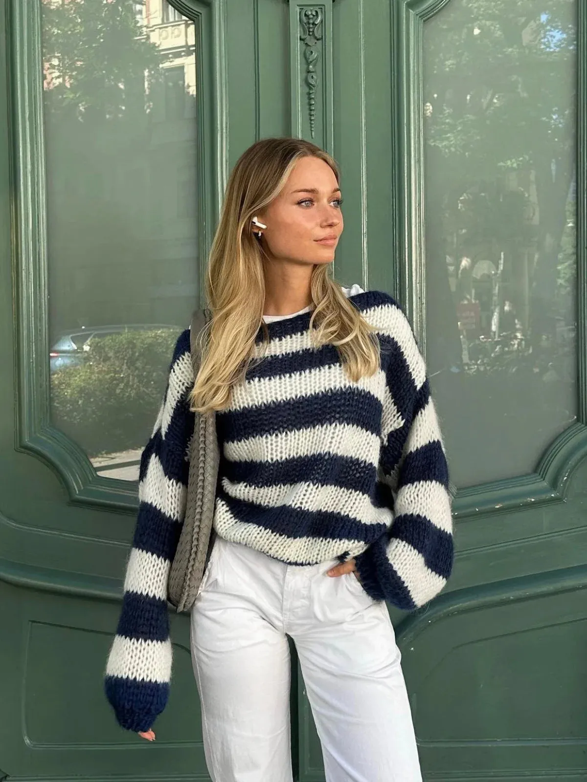 Chunky Striped Oversized Knit Sweater