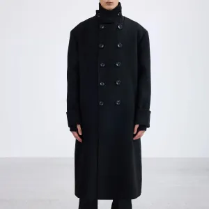 Classic Sleek Buttoned Woolen Overcoat