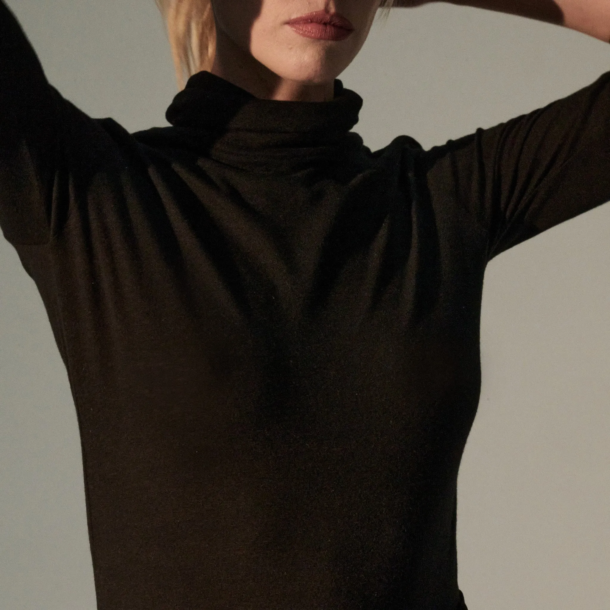 Cotton Cashmere Long Sleeve Turtleneck