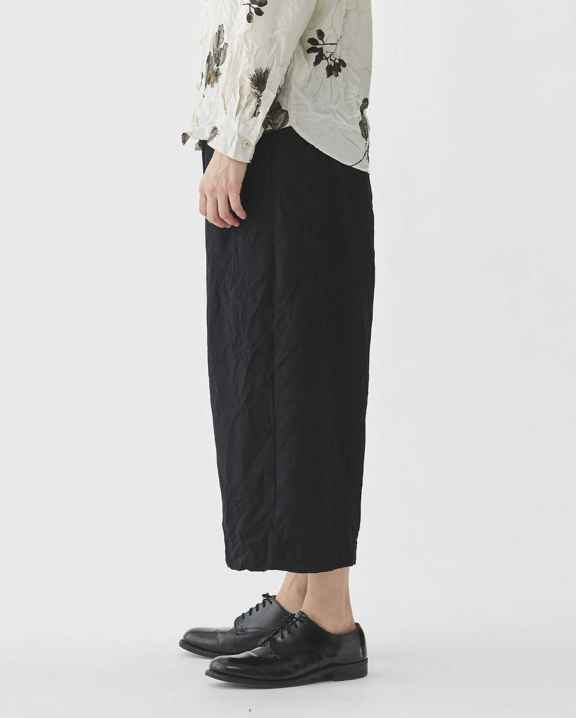 CRINKLE DROP CROTCH PANTS / BLACK