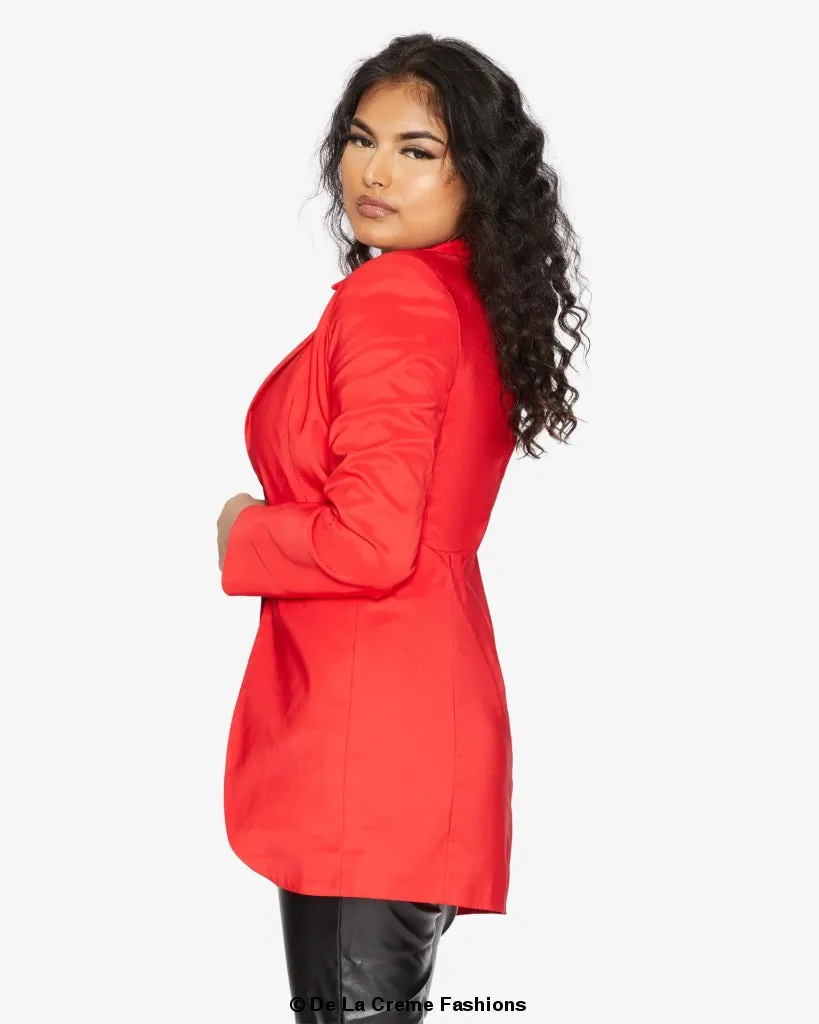 Curved Hem Longline Blazer