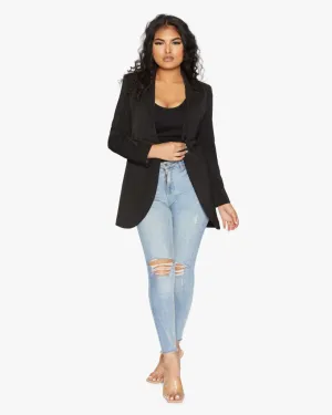 Curved Hem Longline Blazer