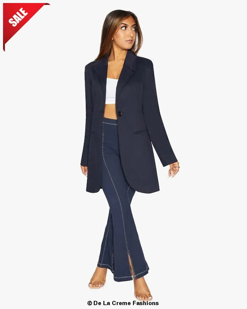 Curved Hem Longline Blazer