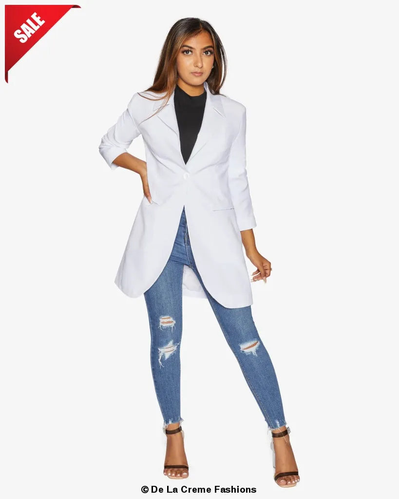 Curved Hem Longline Blazer