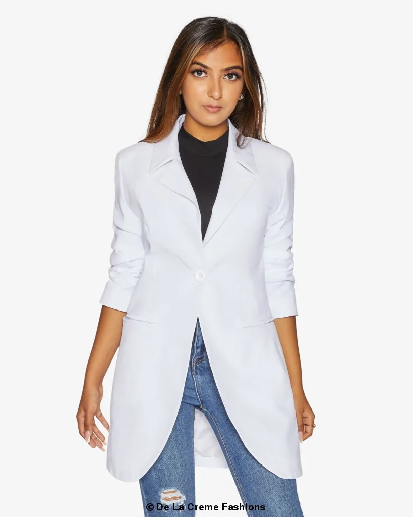 Curved Hem Longline Blazer