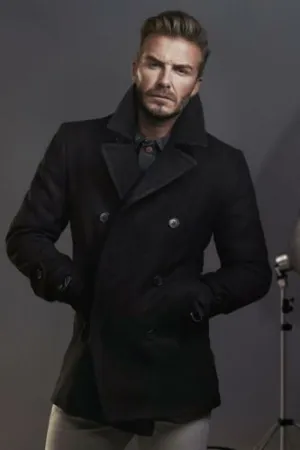 DAVID BECKHAM STYLISH MEN'S DOUBLE BREASTED PEA COAT-BNWT