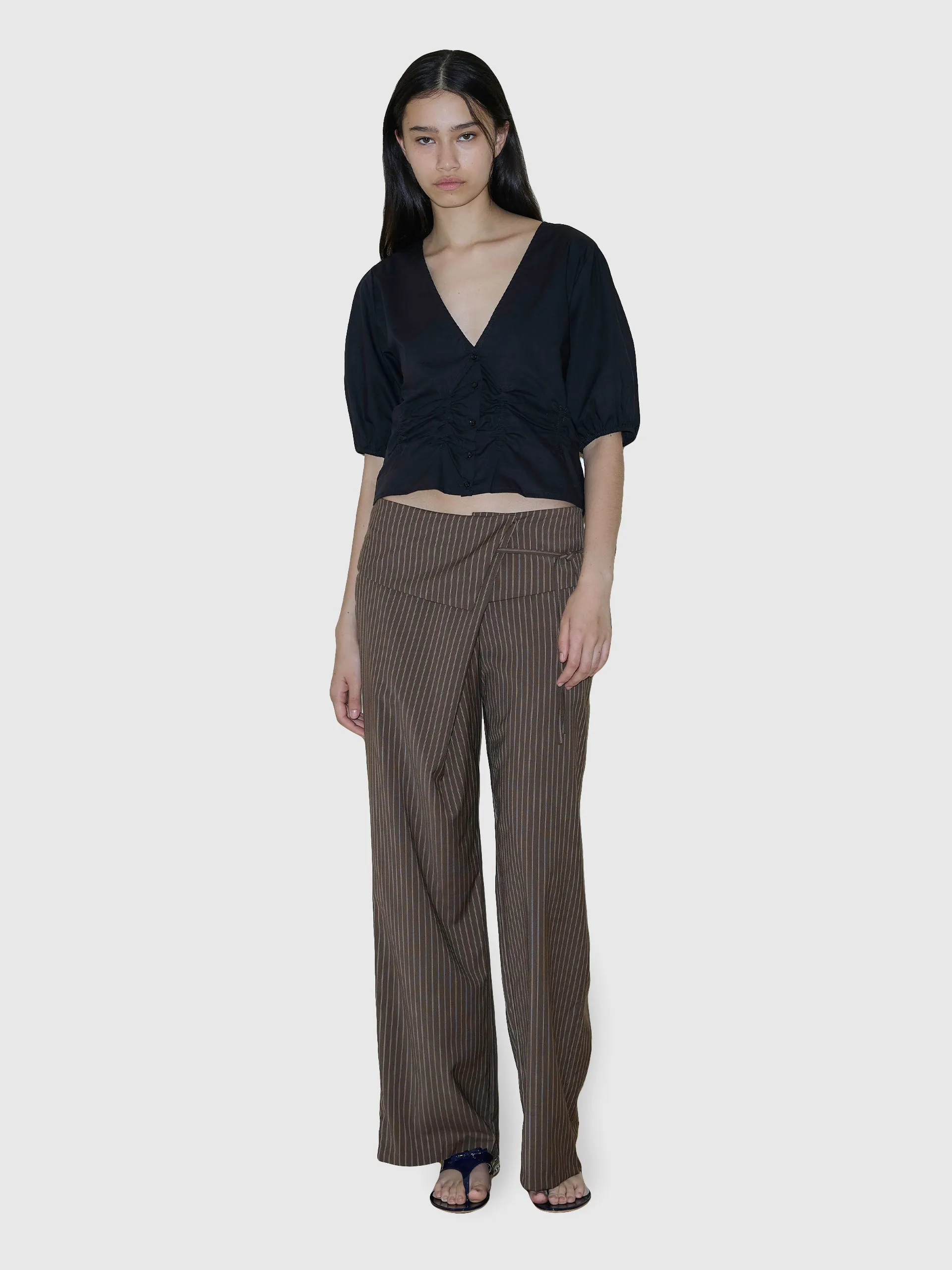 Deiji Studios Folded Wool Pant Sable Stripe