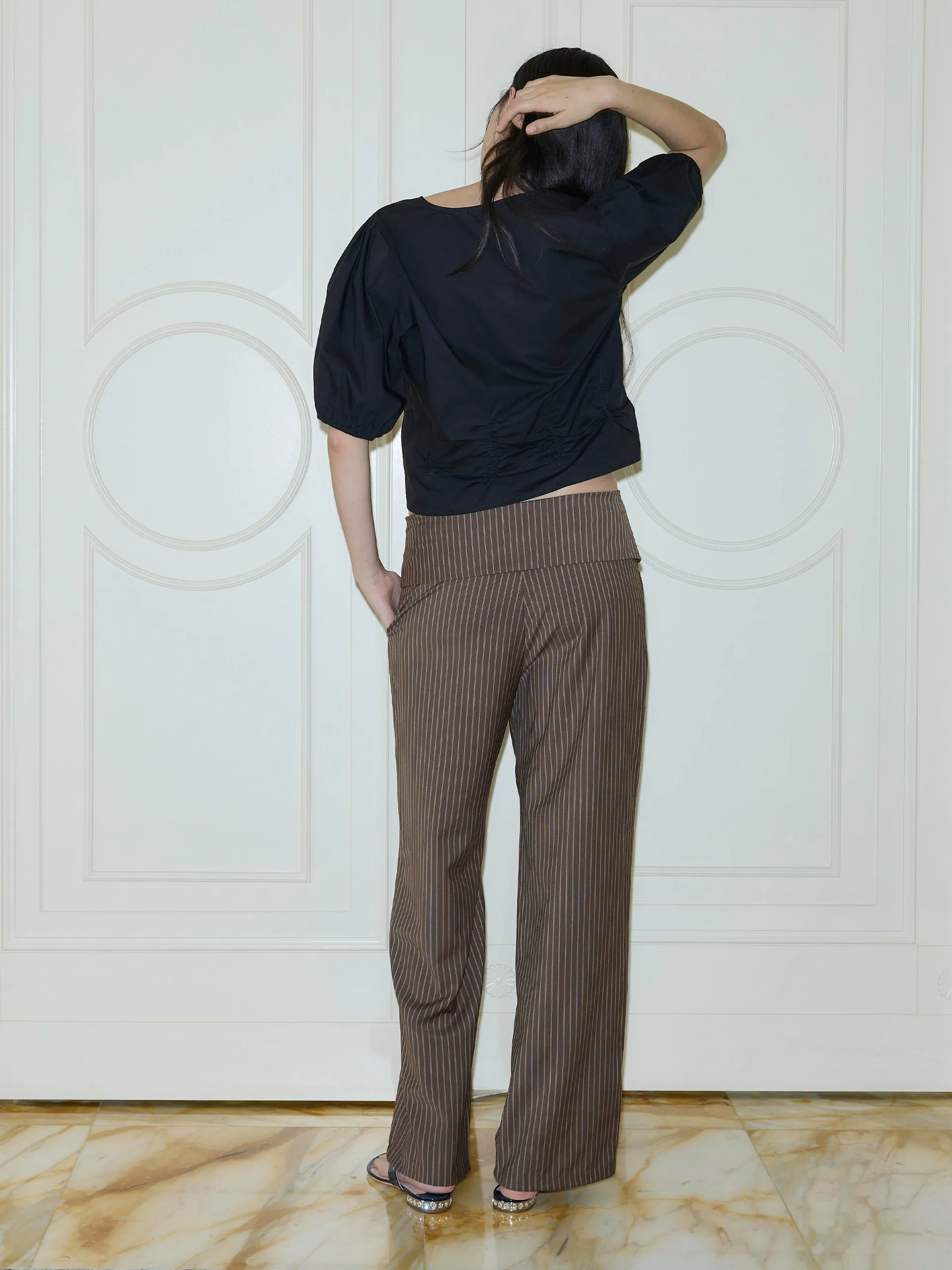 Deiji Studios Folded Wool Pant Sable Stripe