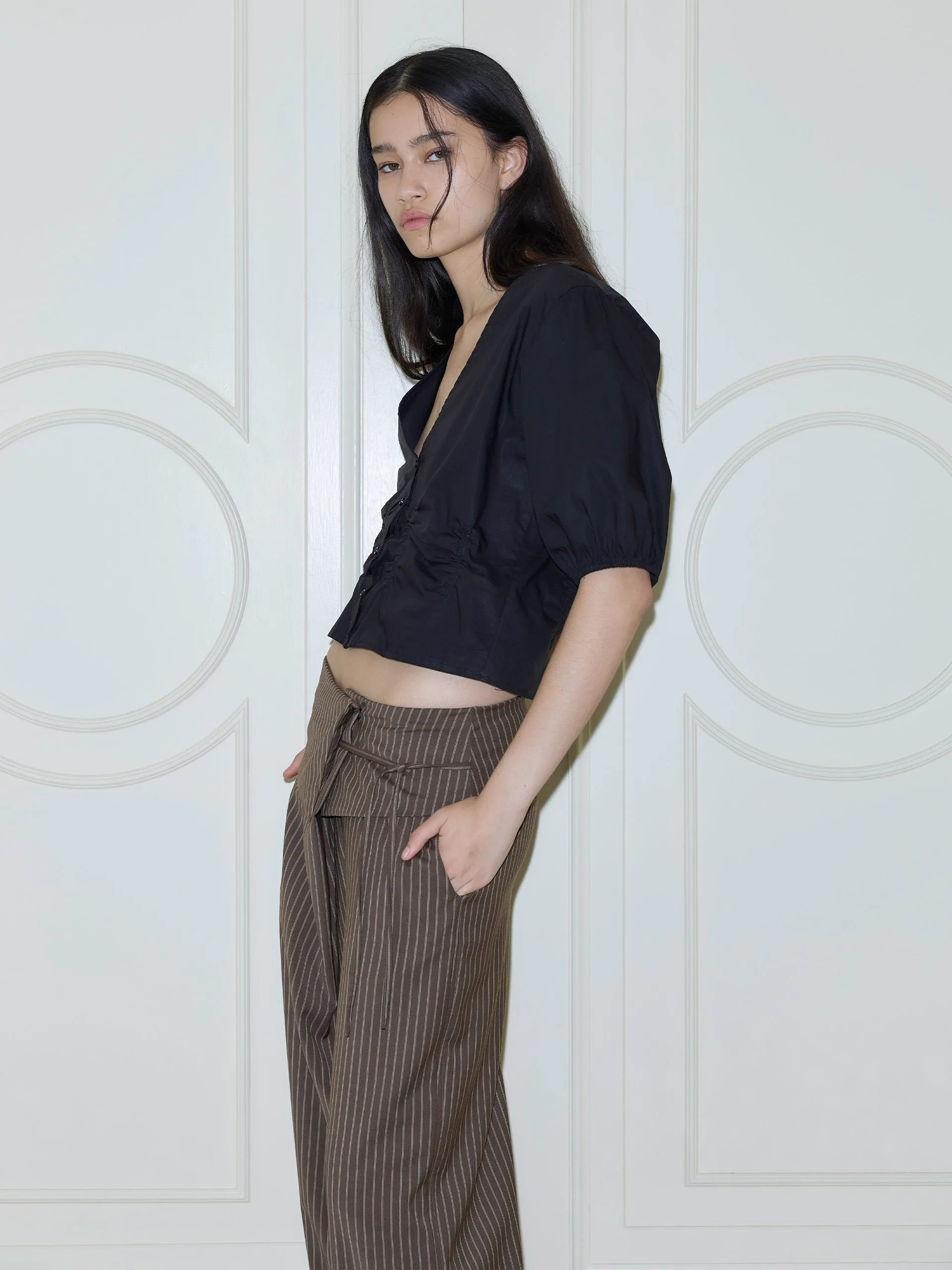 Deiji Studios Folded Wool Pant Sable Stripe