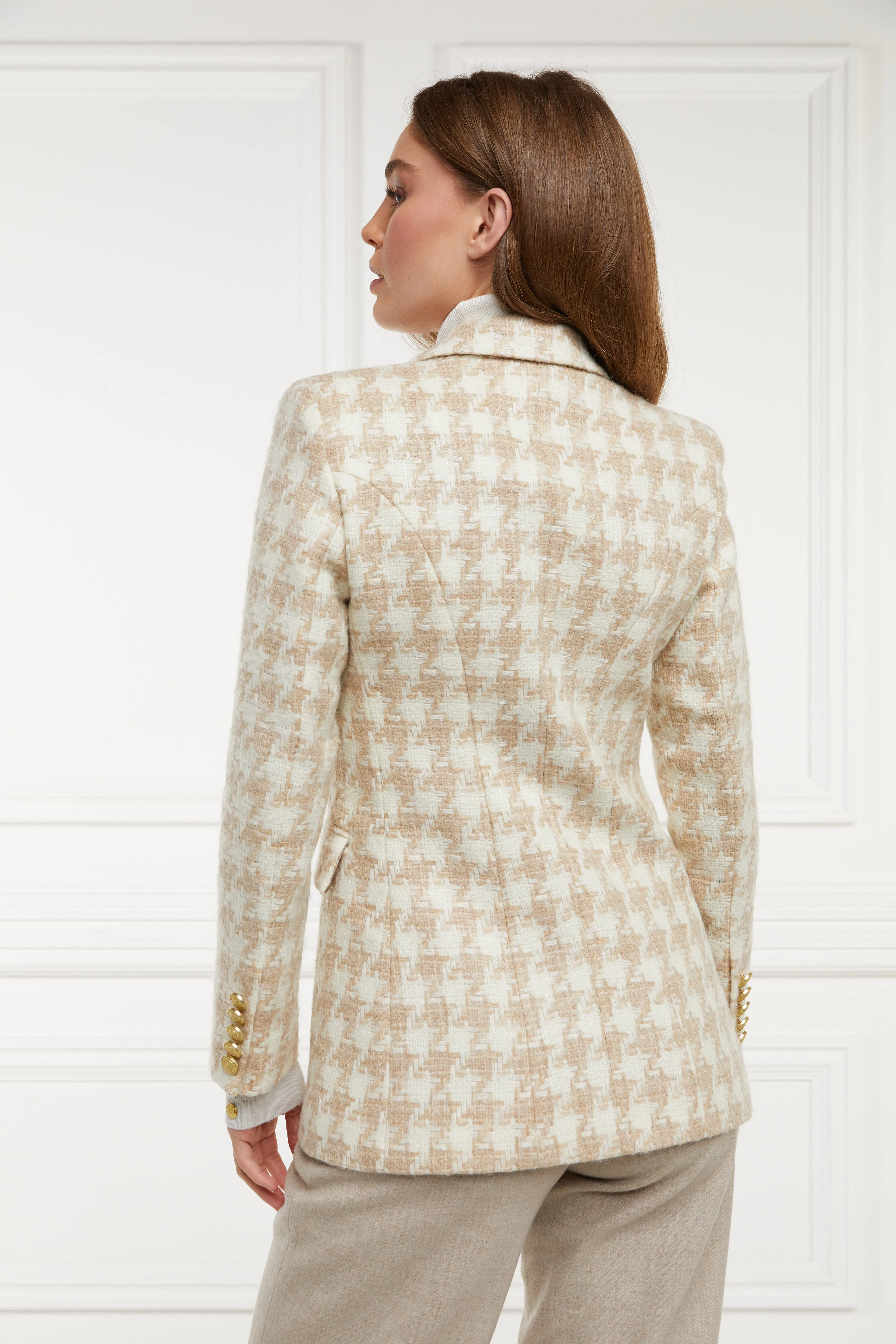 Double Breasted Blazer (Camel Houndstooth)