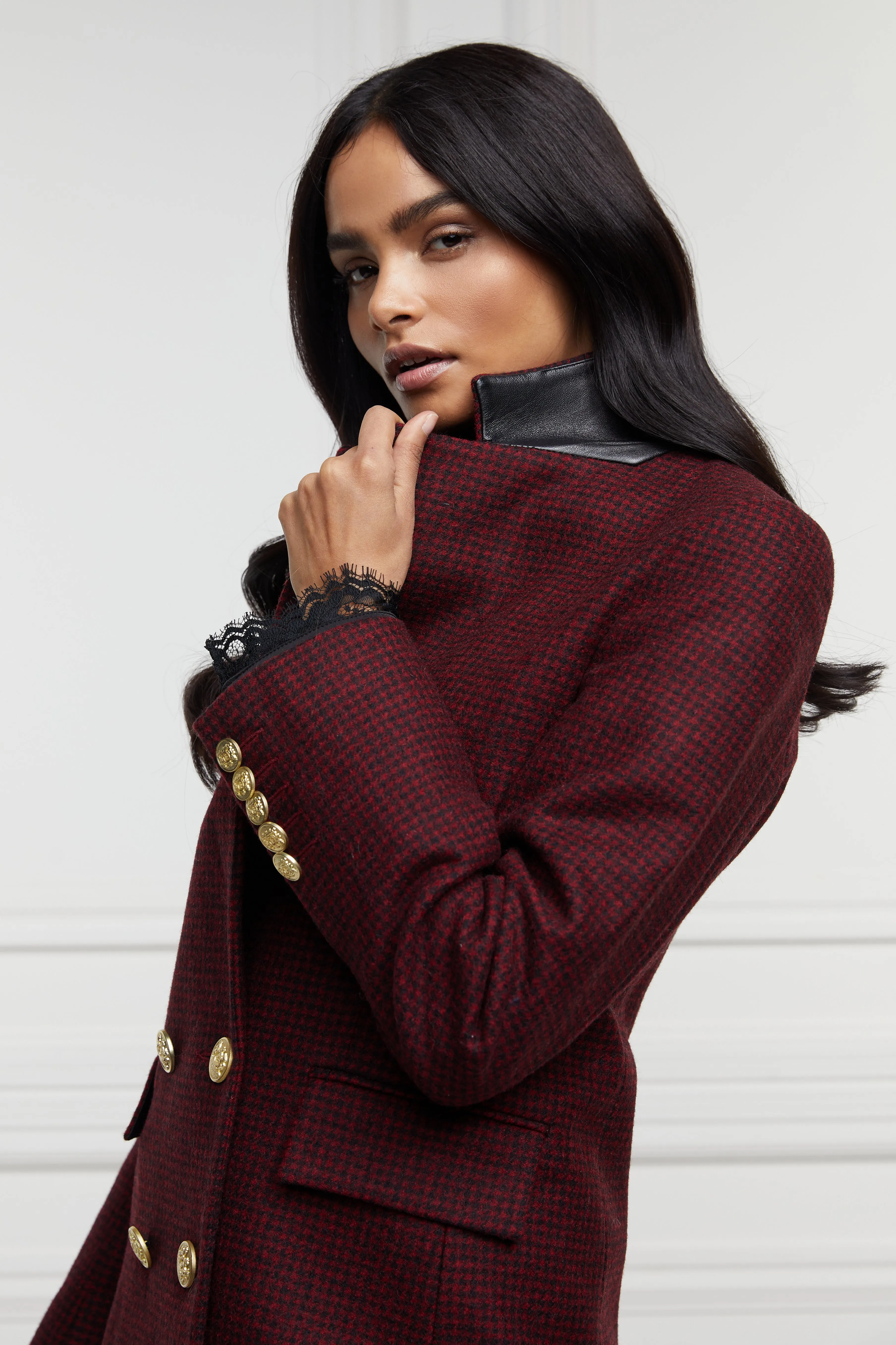 Double Breasted Blazer (Deep Red Houndstooth)