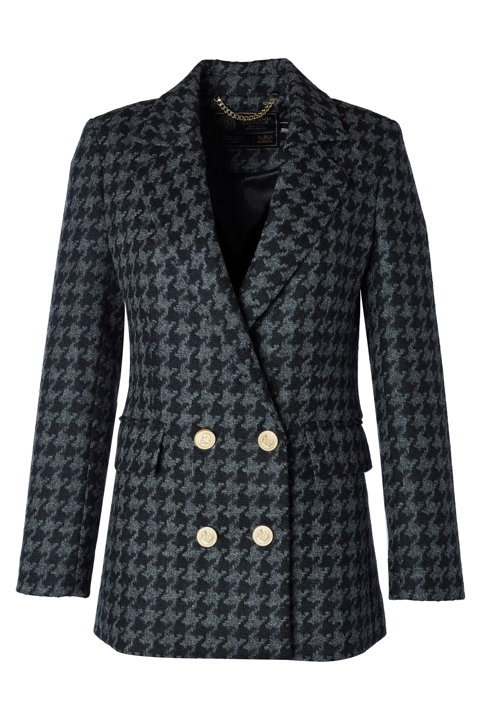 Double Breasted Blazer (Large Scale Charcoal Houndstooth)