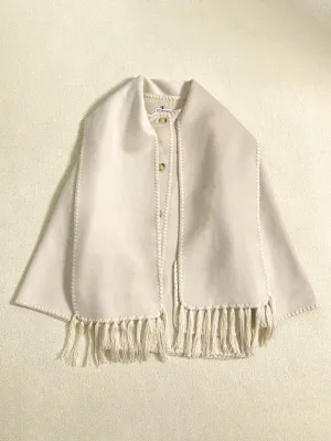 Embroidered Wool Scarf Fringe Coat Jacket