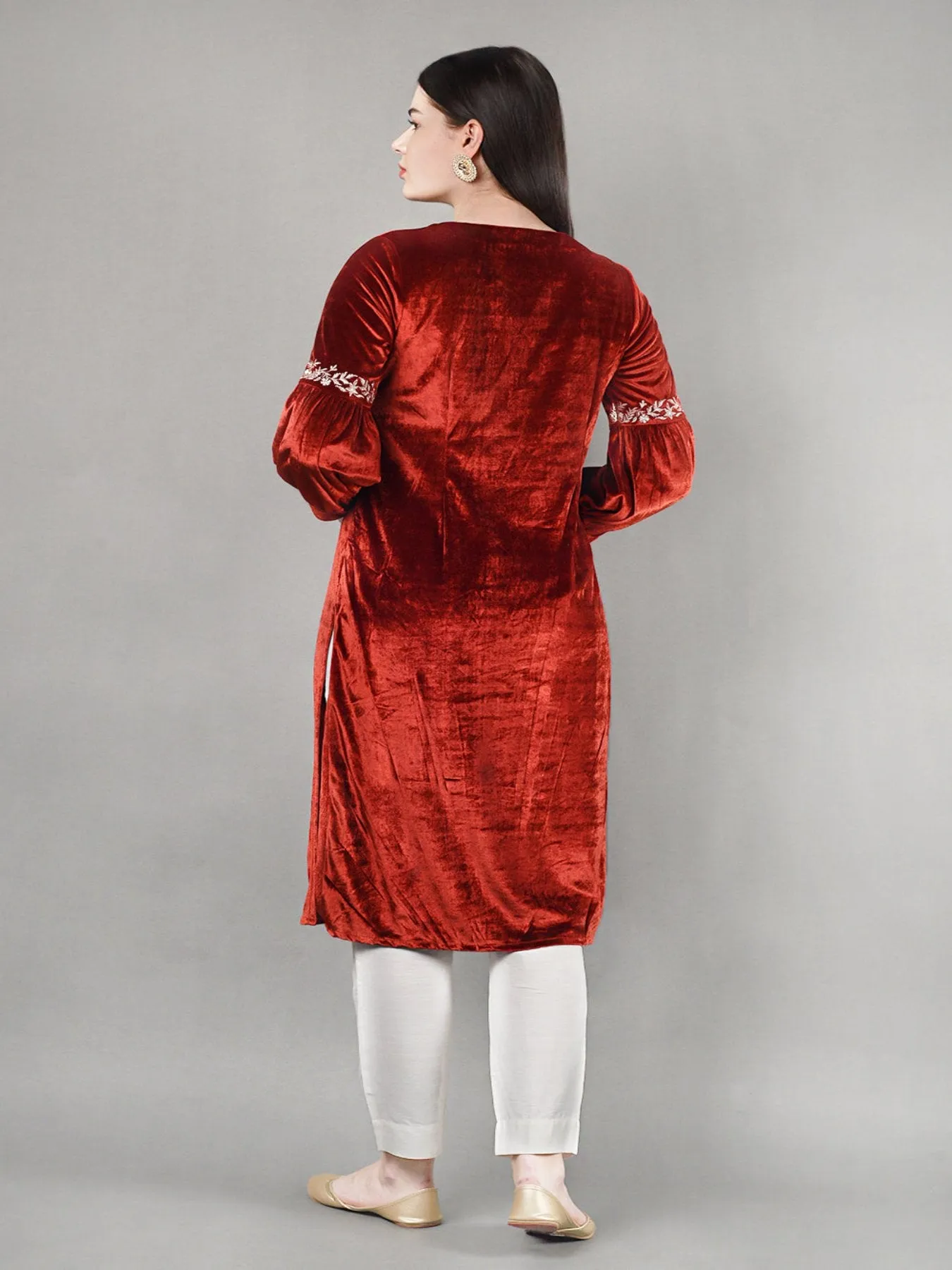 Fiesta Red Velvet Kurta