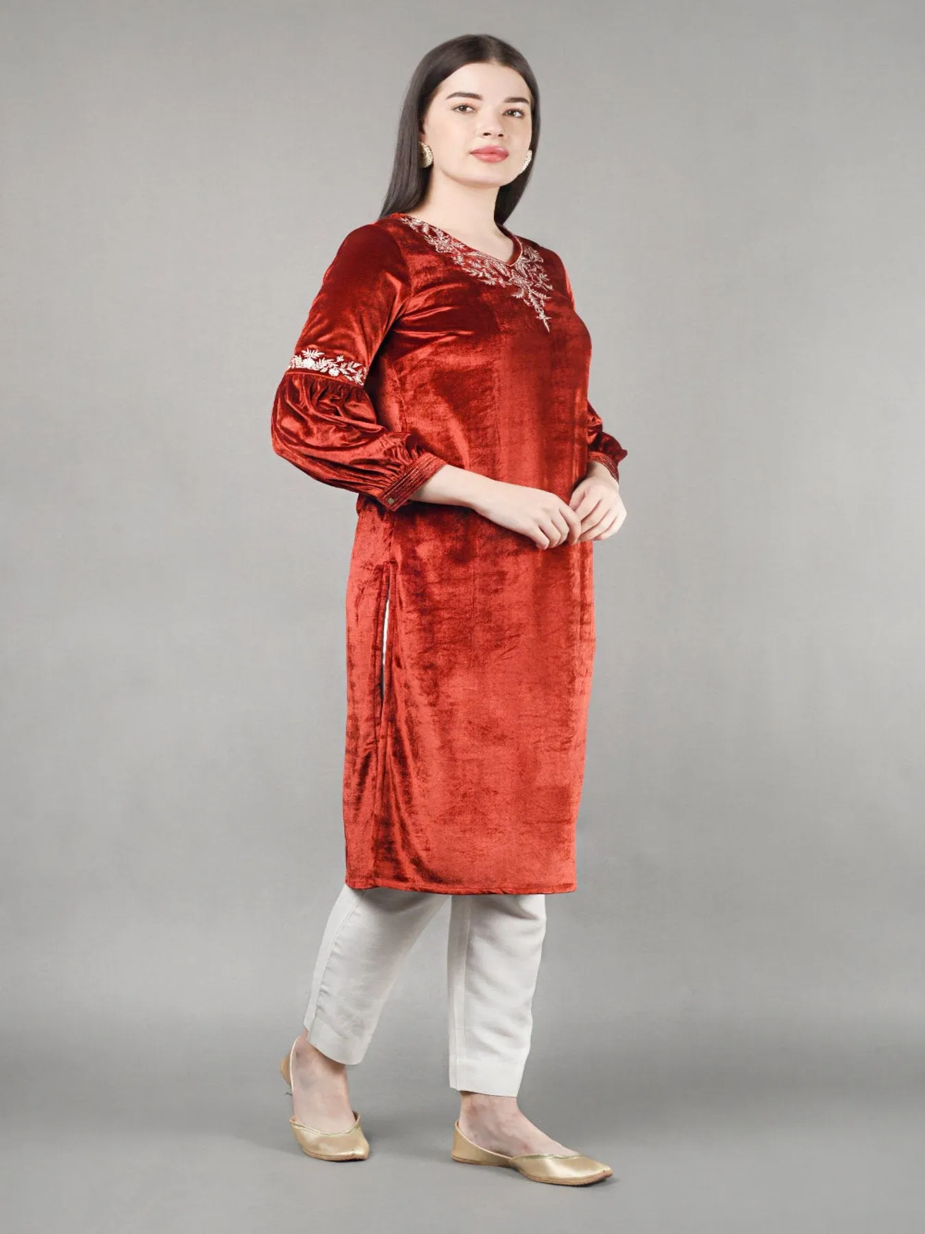 Fiesta Red Velvet Kurta