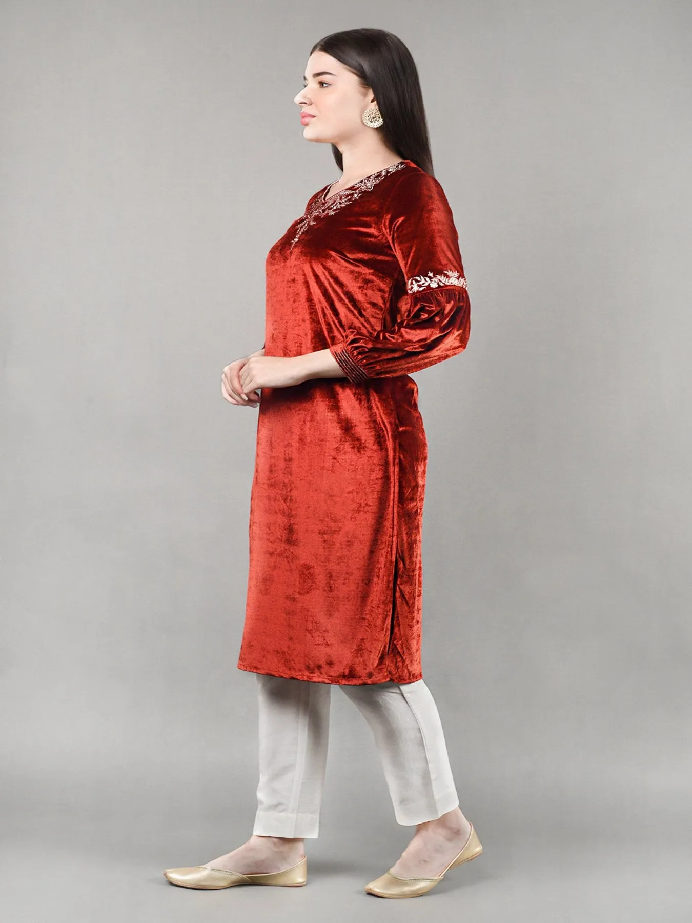 Fiesta Red Velvet Kurta