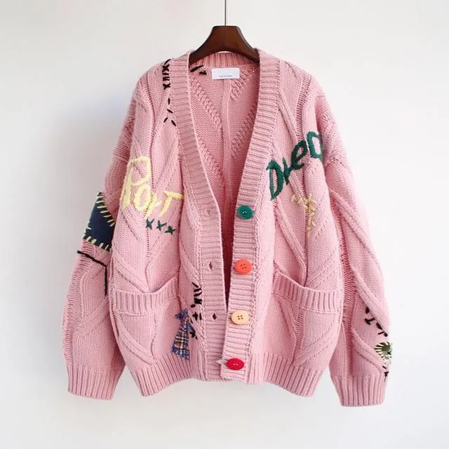 Forevermore Embroidered Patchwork Knit Cardigan