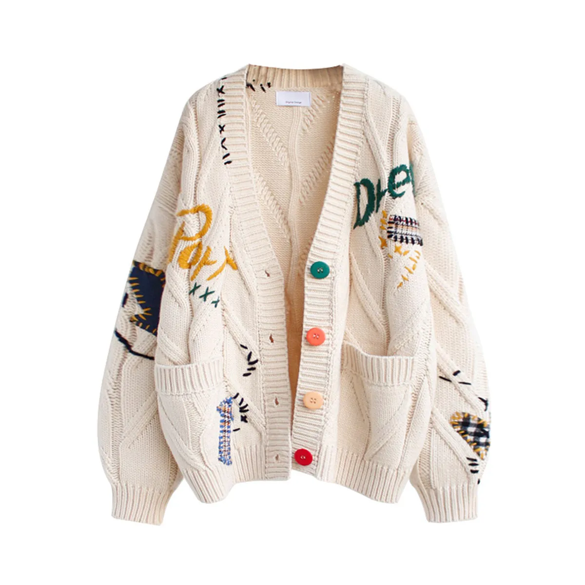 Forevermore Embroidered Patchwork Knit Cardigan