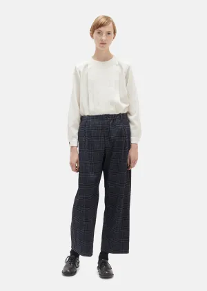 Glen Check Wool Wide Pants