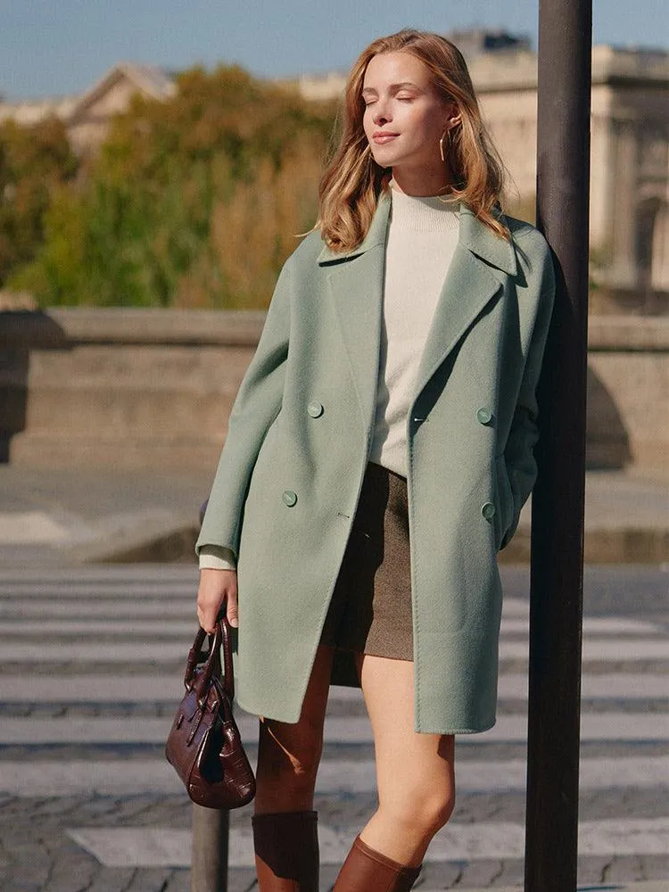 Grey Green Crop Woolen Coat