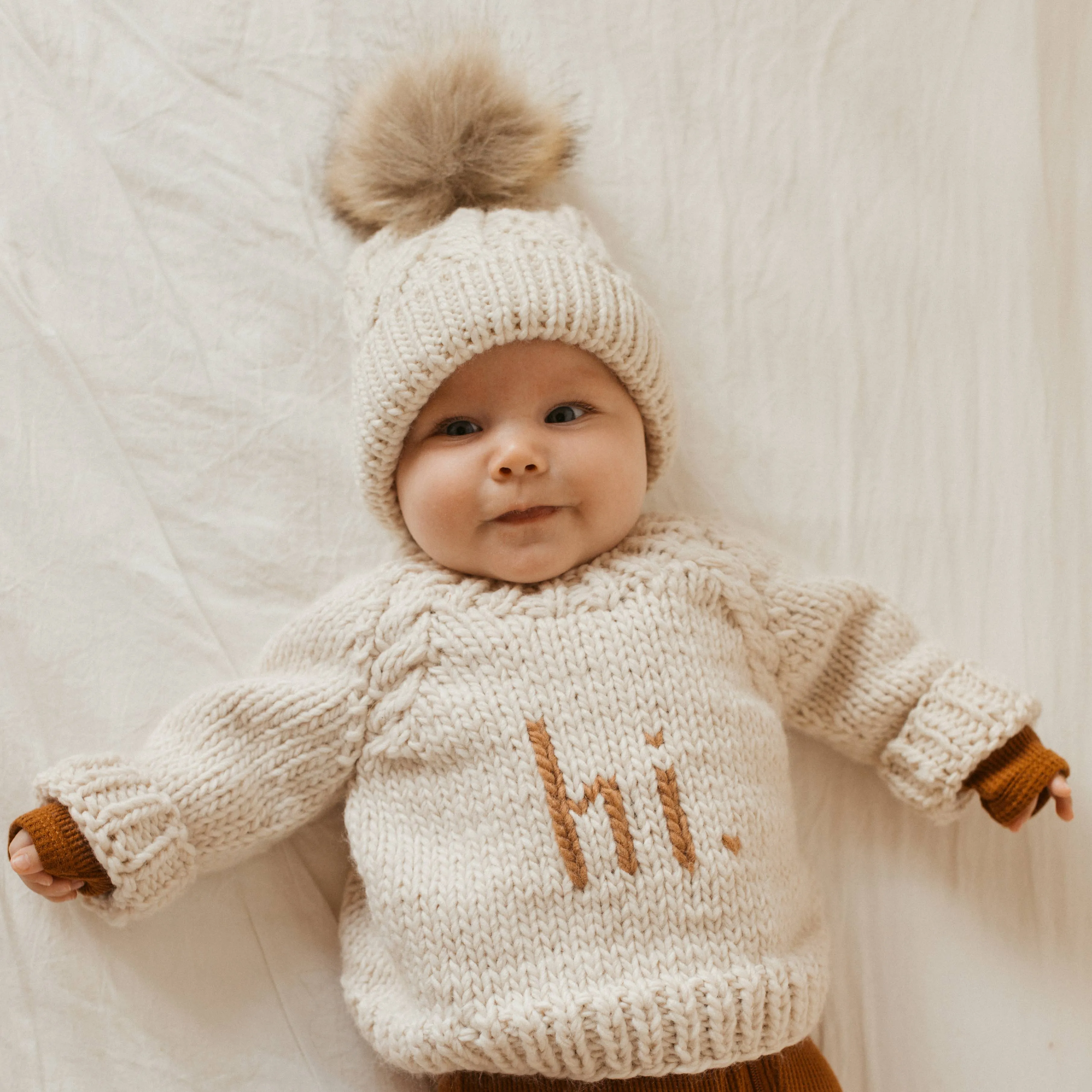 Hi. Pecan Crew Neck Sweater Baby & Toddler