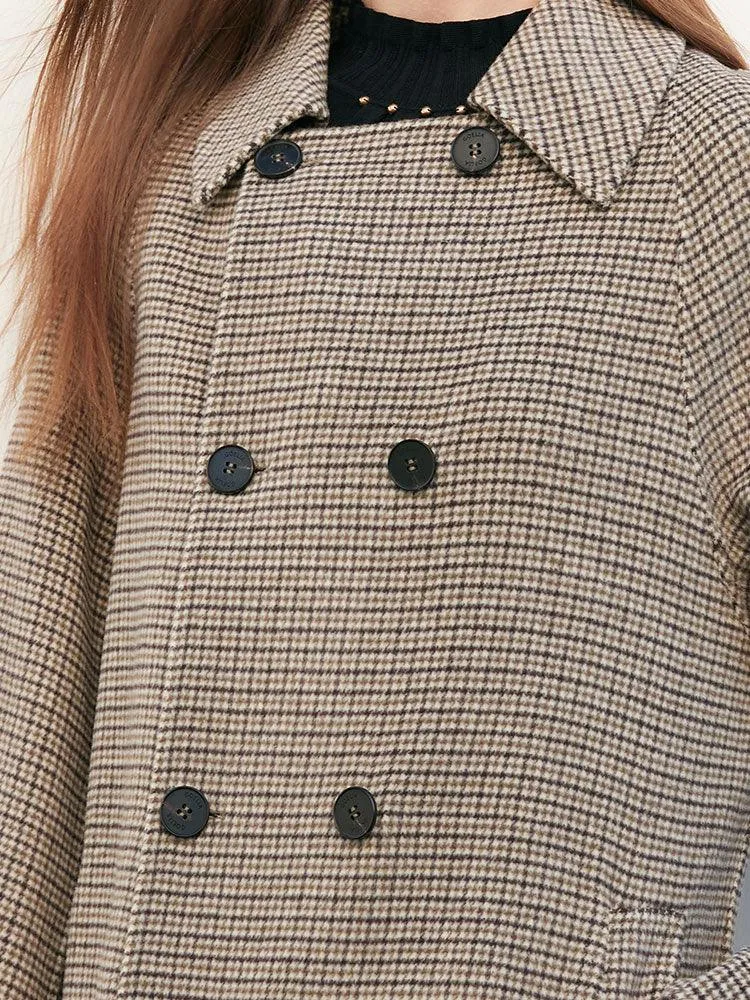 Houndstooth Double-Face Woolen Coat