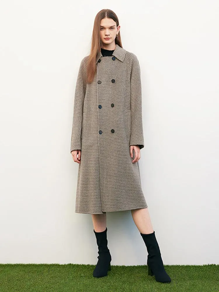 Houndstooth Double-Face Woolen Coat