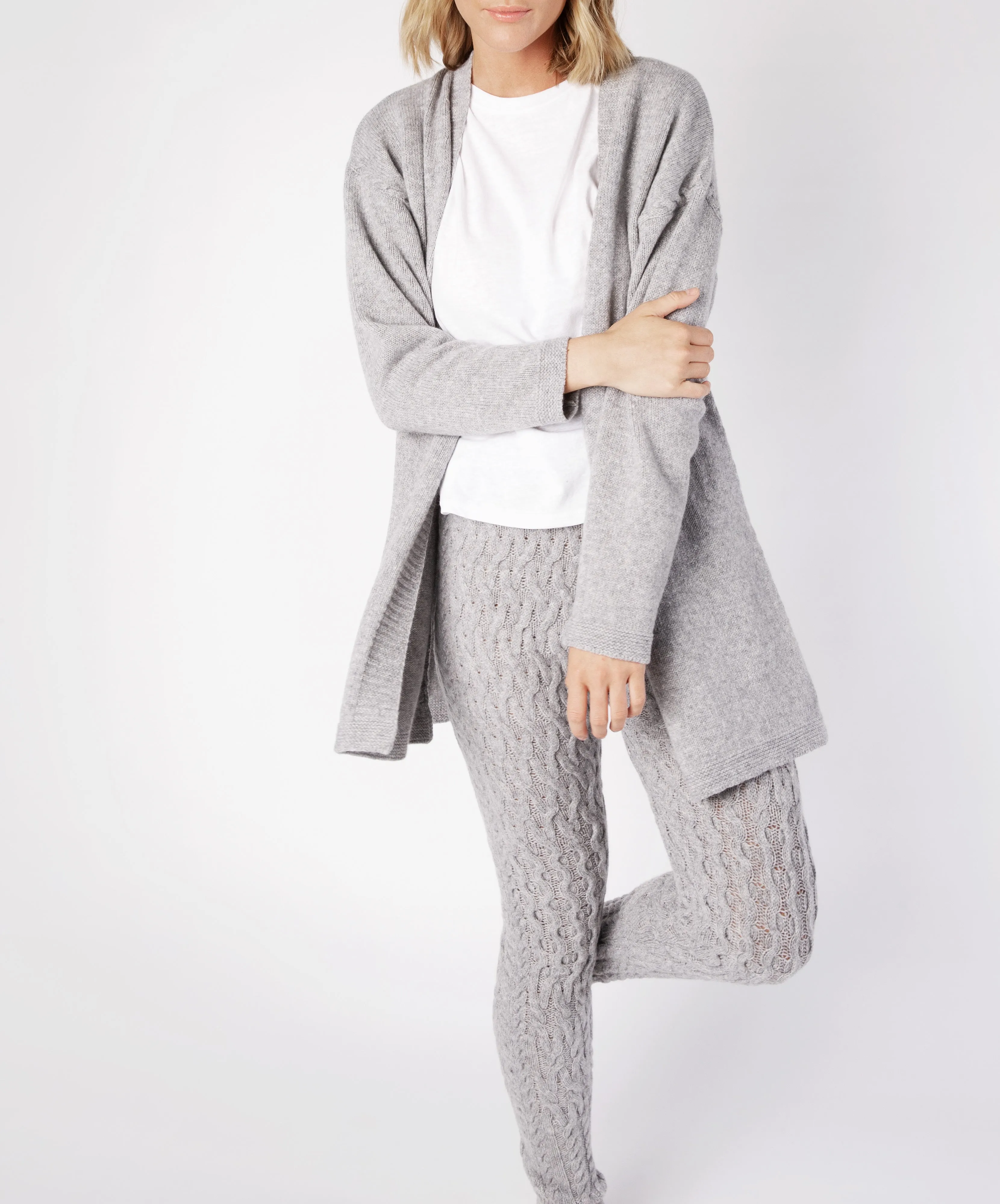 Jersey Edge to Edge Cardigan Soft Grey