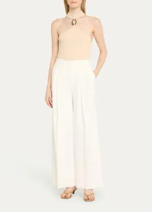 Jonathan Simkhai Mock Neck Top in Sand with Hardware