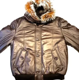 Kashani Brown Fox Fur Lambskin Parka Jacket