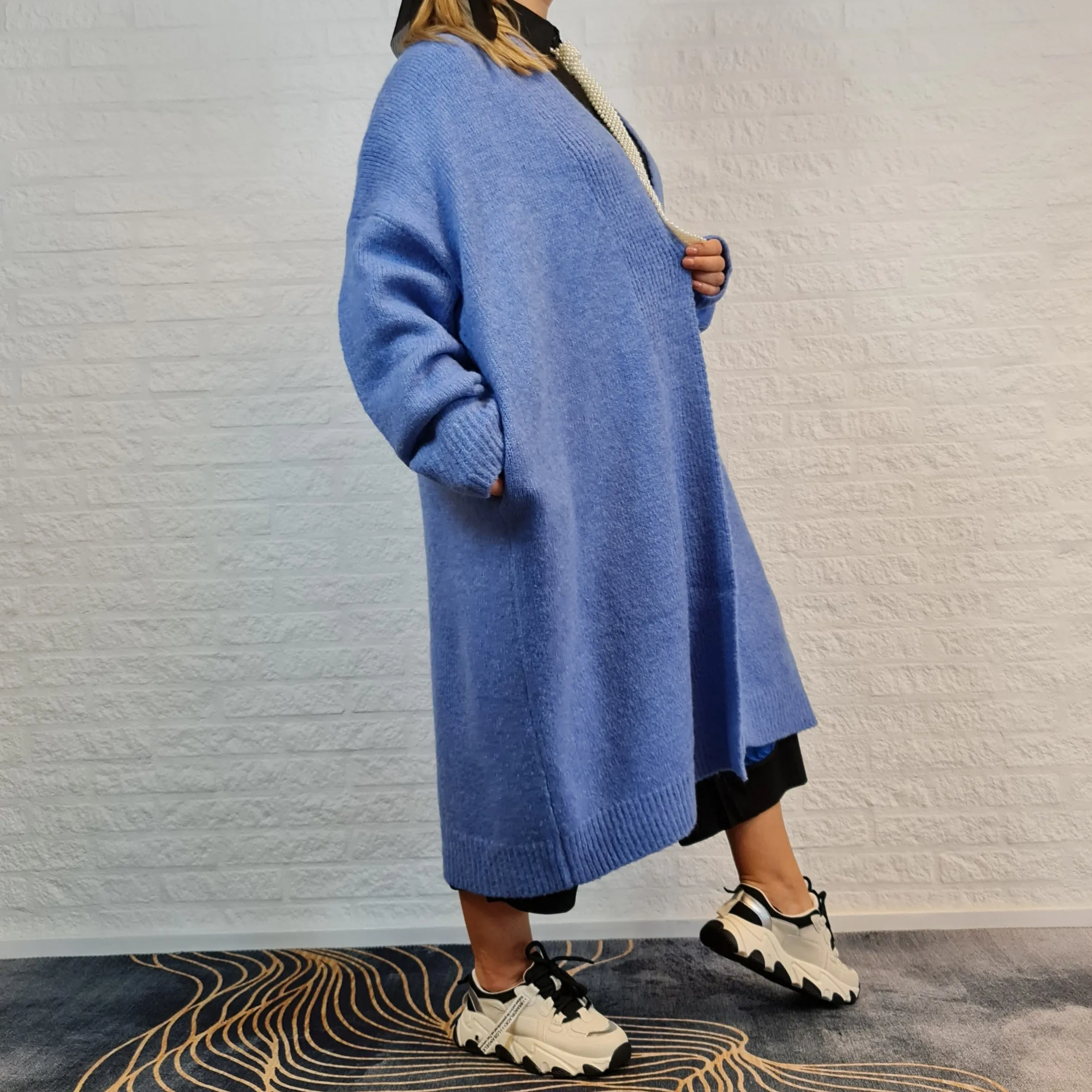 Lazy Keep Warm Chunky Blue Cardigan