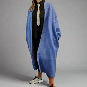 Lazy Keep Warm Chunky Blue Cardigan