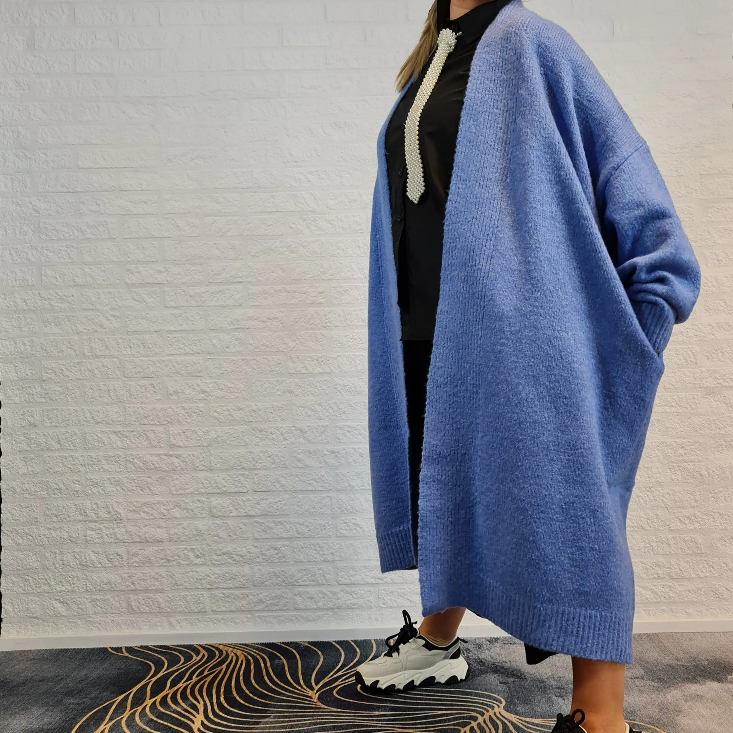 Lazy Keep Warm Chunky Blue Cardigan