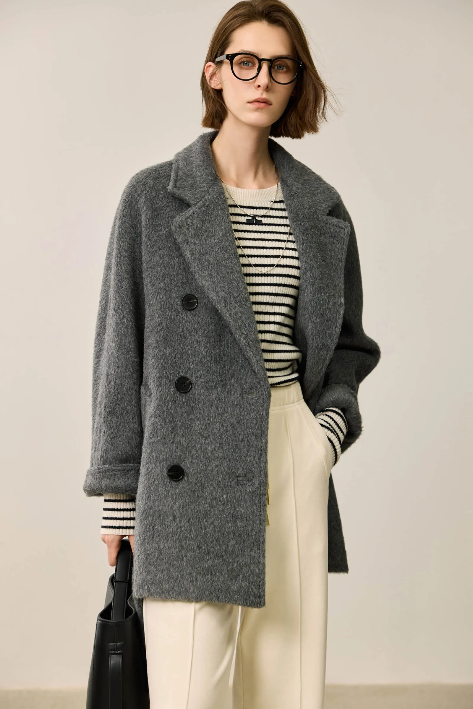 LILY Textured Oversized Blazer-Style Wool Coat